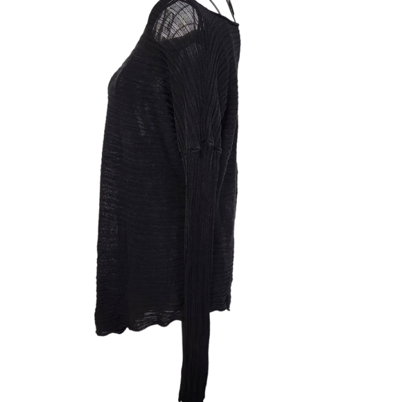 Eileen Fisher black sheer long sleeve sz small top - Picture 3 of 6